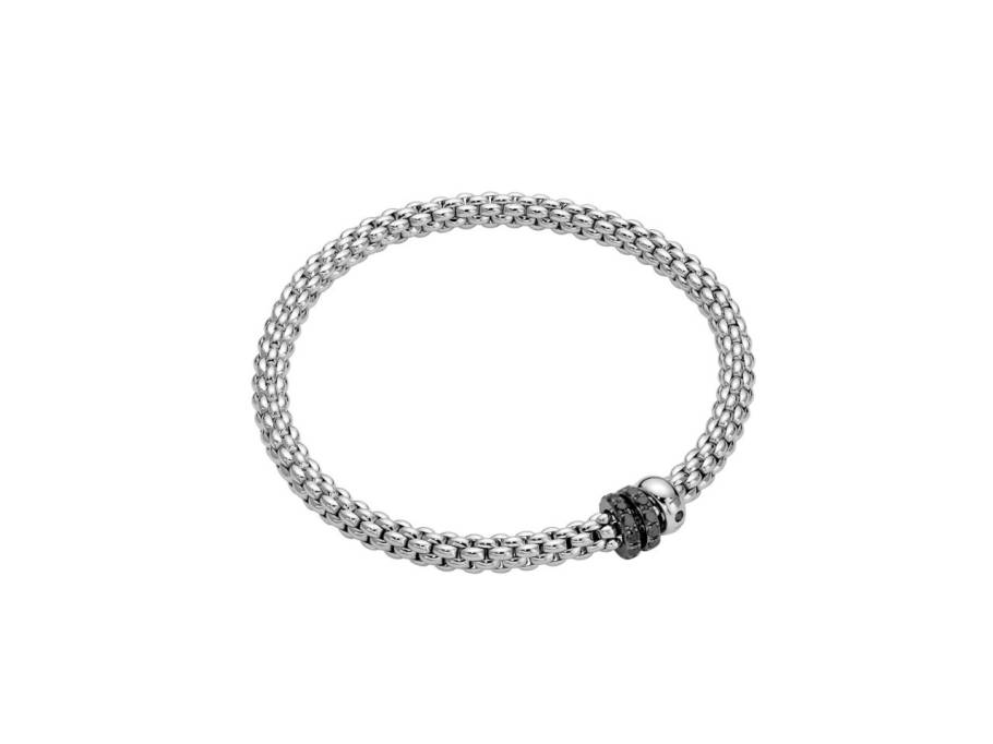 Solo Flex'it Men Armband Weißgold M 3 Ronden mit schwarzen Brillanten 0,580ct flexibel