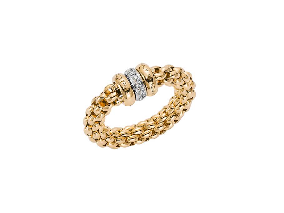 Flex'it Ring Gelbgold M mit 3 Ronden und Brillanten 0,100ct flexibel