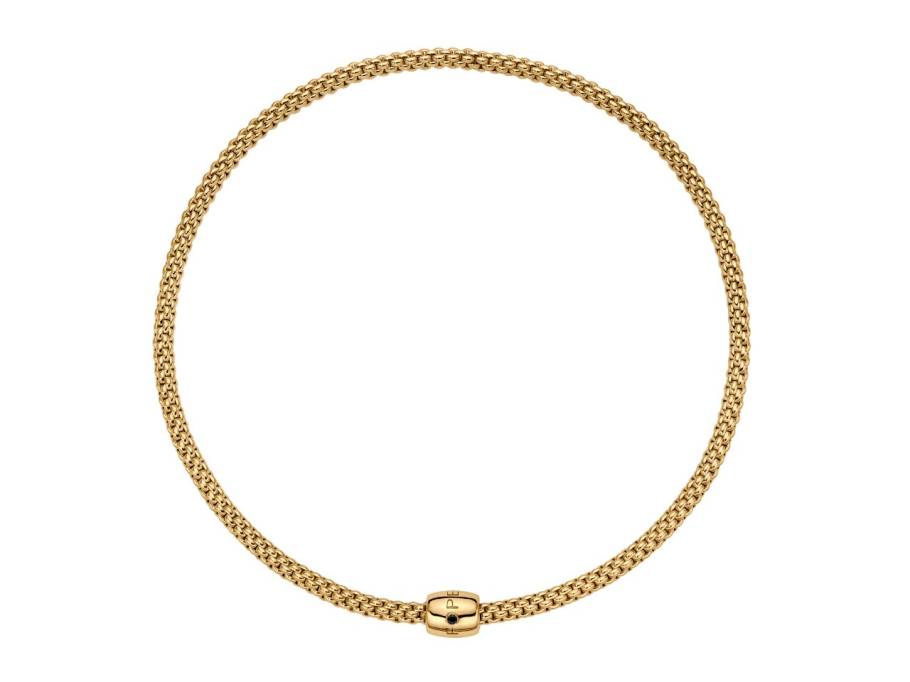 Solo Flex'It Men Collier Gelbgold 40cm dekorativer Verschluss mit schwarzem Brillant 0,030ct