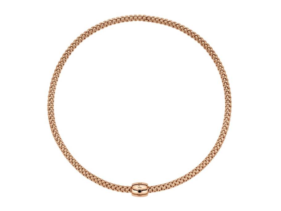Solo Flex'It Men Collier Roségold 40cm dekorativer Verschluss mit schwarzem Brillant 0,030ct