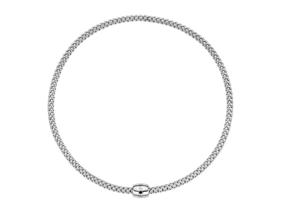 Solo Flex'It Men Collier Weißgold 40cm dekorativer Verschluss mit schwarzem Brillant 0,030ct