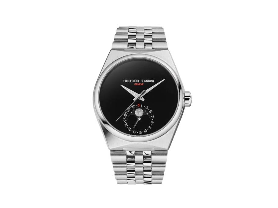 Highlife Moonphase Date Manufacture Time+Tide Automatik Edelstahl 39mm schwarzes Onyx Zifferblatt 