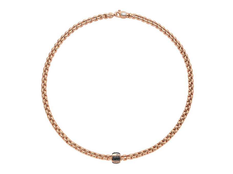  Eka Men Collier breit Roségold M mit schwarzen Brillanten 0,240ct