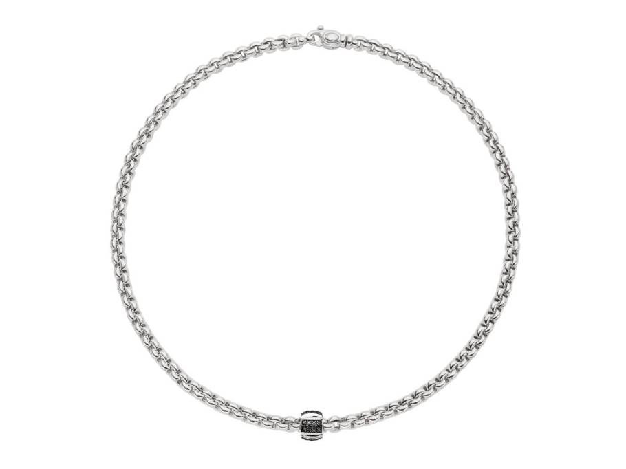  Eka Men Collier breit Weißgold M mit schwarzen Brillanten 0,240ct