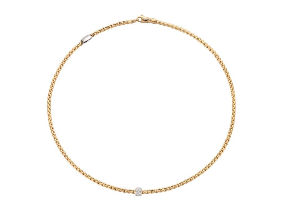 Eka Tiny Collier Gelbgold schmal 1 Ronde 43 cm Pavé