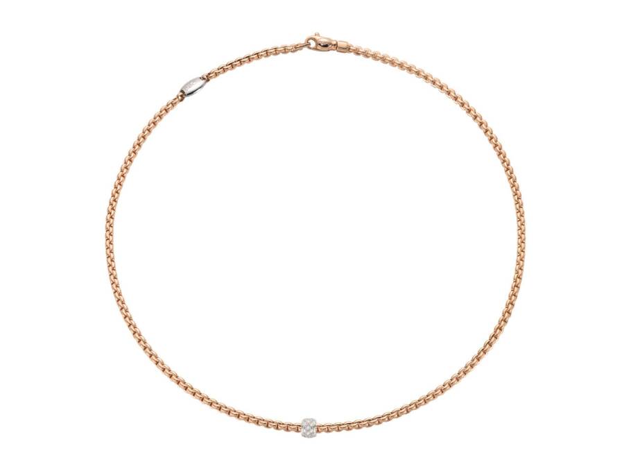 Eka Tiny Collier Roségold schmal 1 Ronde 43 cm Pavé