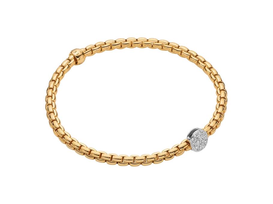 Eka Tiny Armband Gelbgold schmal rund Pavé