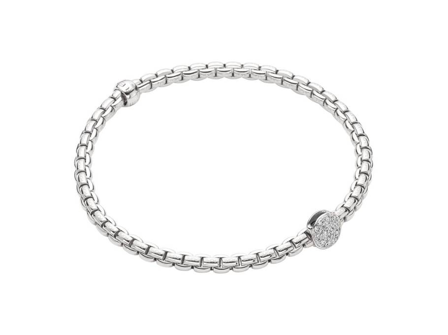 Eka Tiny Armband Weißgold schmal rund Pave
