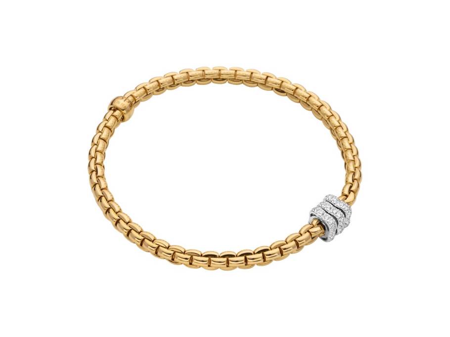 Eka Tiny Armband Gelbgold schmal Pavé