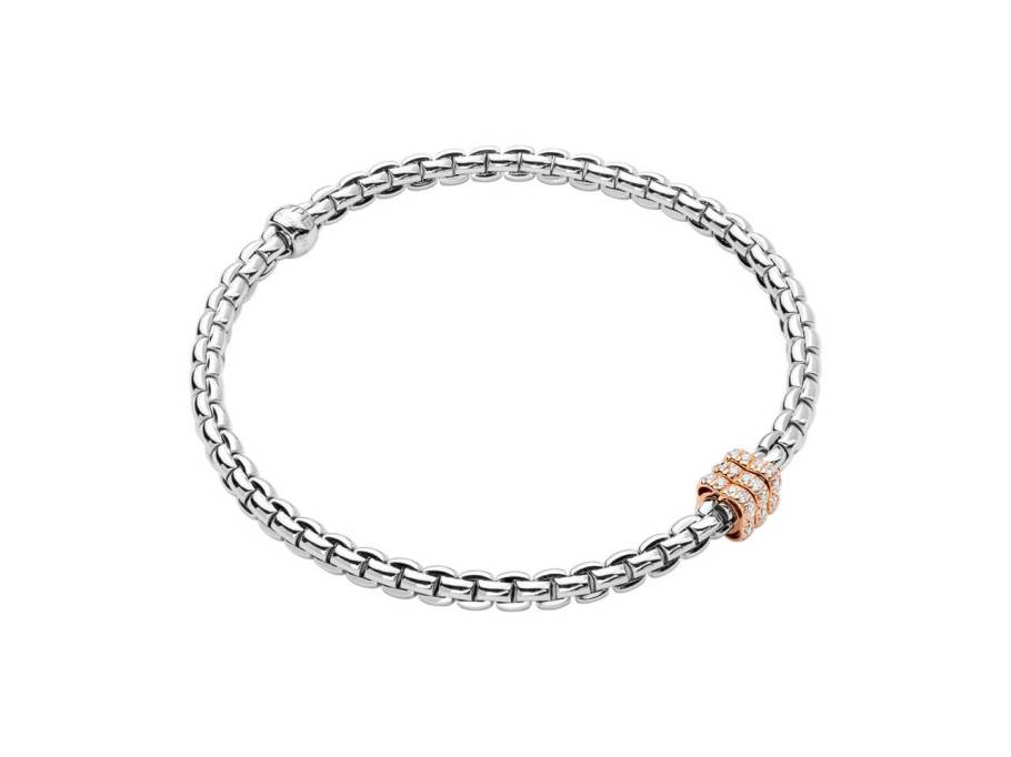 Eka Tiny Armband Weißgold schmal Pavé