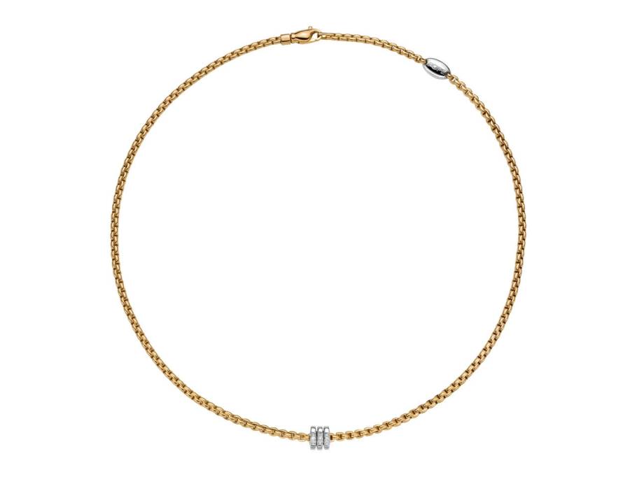 Eka Tiny Collier Gelbgold schmal 3 Ronden mit Brillanten