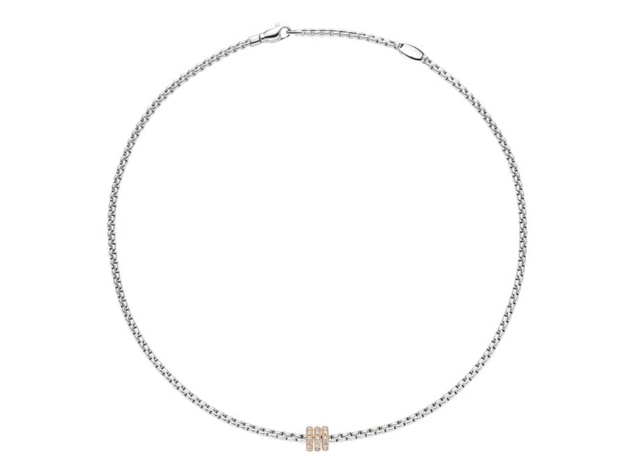 Eka Tiny Collier Weißgold schmal 3 Ronden mit Brillanten 
