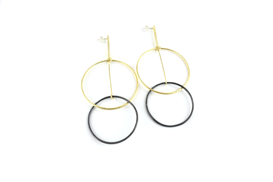   Ohrhänger Silber vergoldet Ringe in 38mm und 46 mm