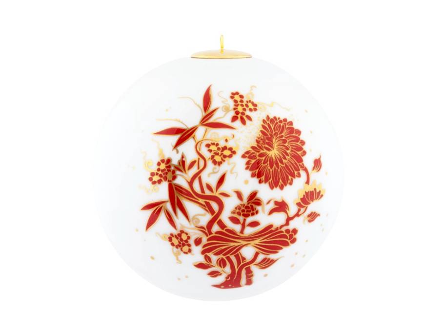 Baumschmuck Kugel "Meissen Christmas Chrysantheme" Porzellan mit goldenem Muster