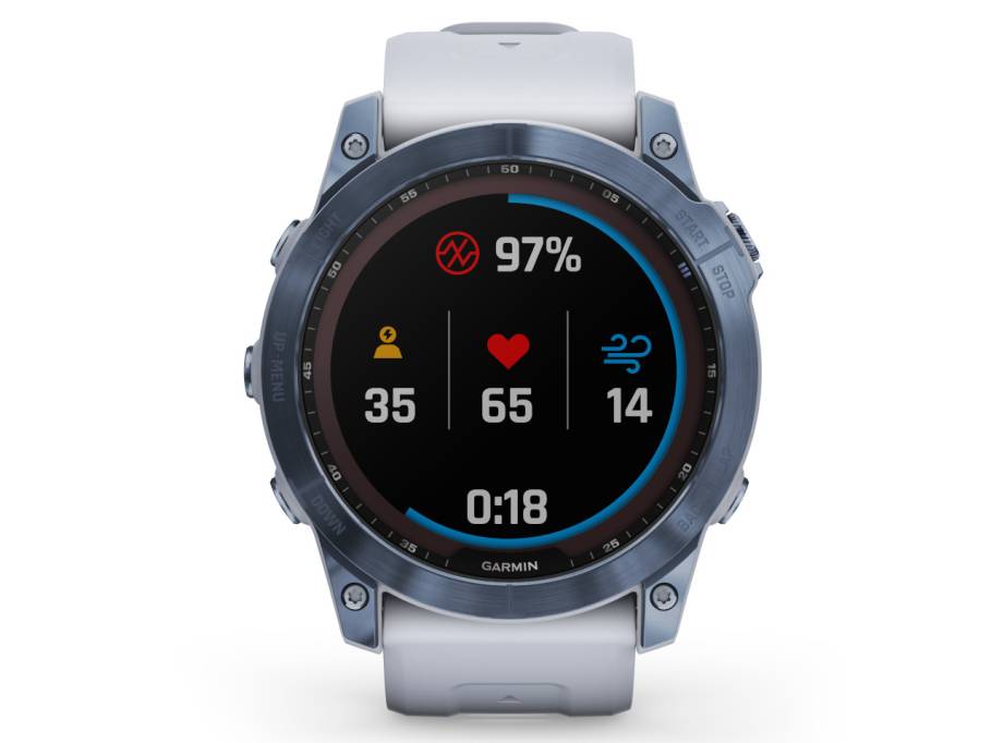fenix 7X Sapphire Solar Titan blau beschichtet 51 mm Kautschukband weiß