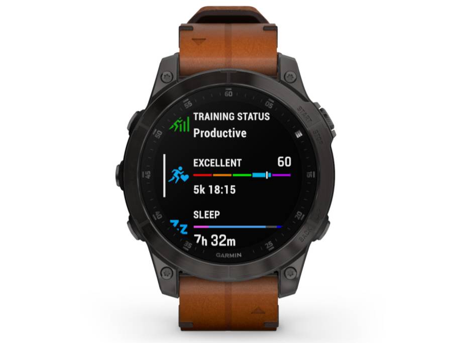 epix Sapphire Gen 2 Titan carbongrau beschichtet 47 mm Lederband braun