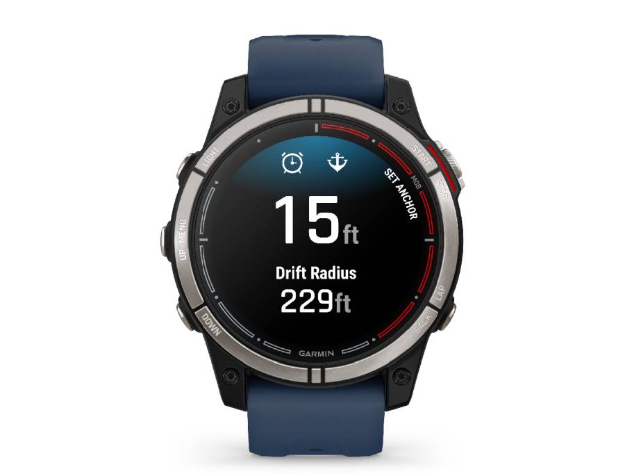 quatix 7 AMOLED-Display Sapphire Titan 47 mm dunkelblaues Kautschukband