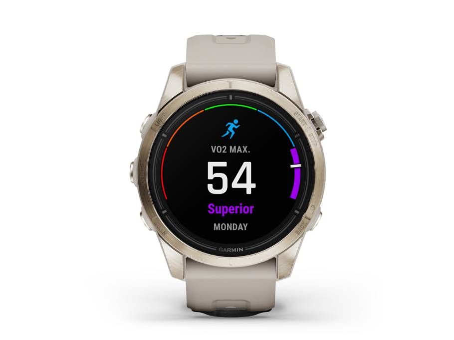    epix Pro Sapphire Edelstahl softgold beschichtet 42 mm Kautschukband beige