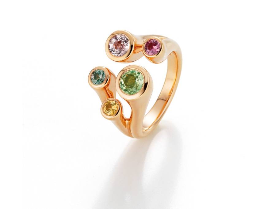 Karlotta Ring Gelbgold mit farbigen Saphiren