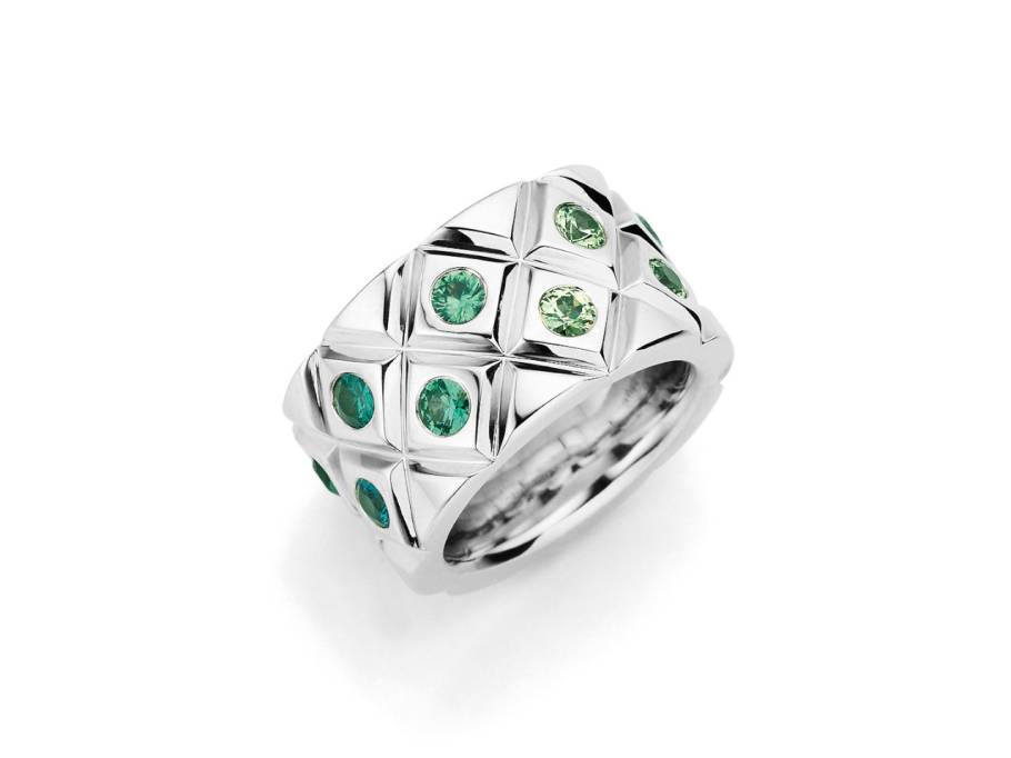 Catwalk Ring Weißgold mit verschiedenfarbigen Saphiren