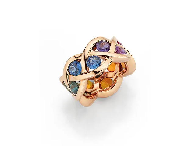 Fleur Ring Rotgold mit farbigen Saphiren 6,96ct