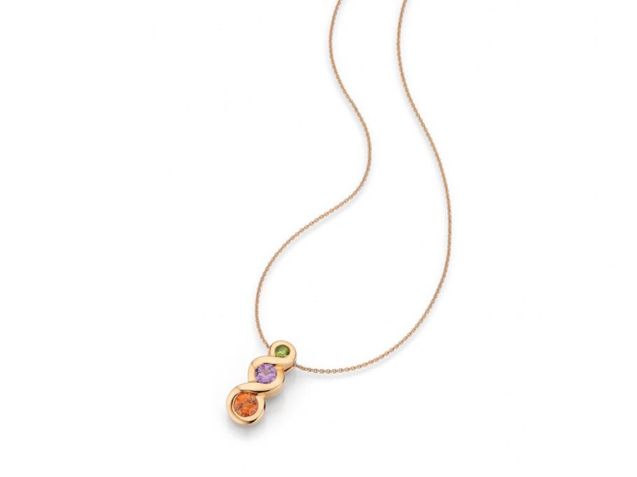Lola Kette mit Anhänger Rotgold mit verschiedenfarbigen Saphiren