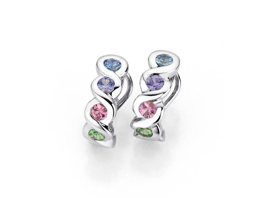 Lola Ohrhänger Weißgold mit verschiedenfarbigen Saphiren