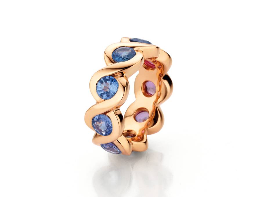 Lola Ring Rotgold mit verschiedenfarbigen Saphiren