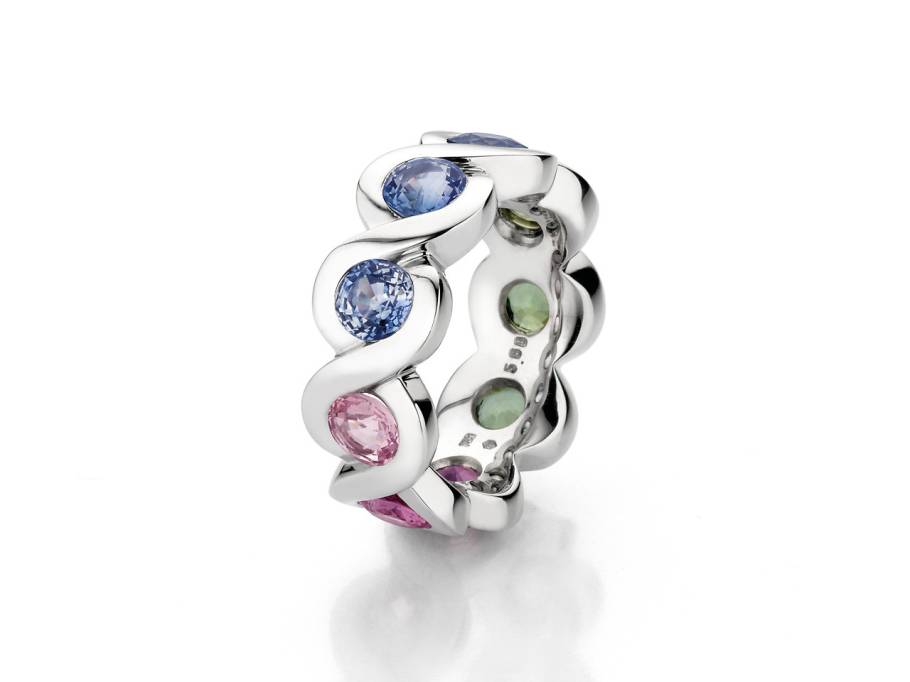 Lola Ring Weißgold mit verschiedenfarbigen Saphiren