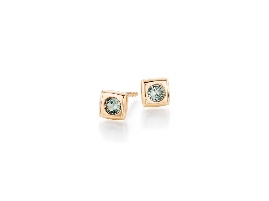 Tango Ohrstecker Rotgold mit blauem Saphir