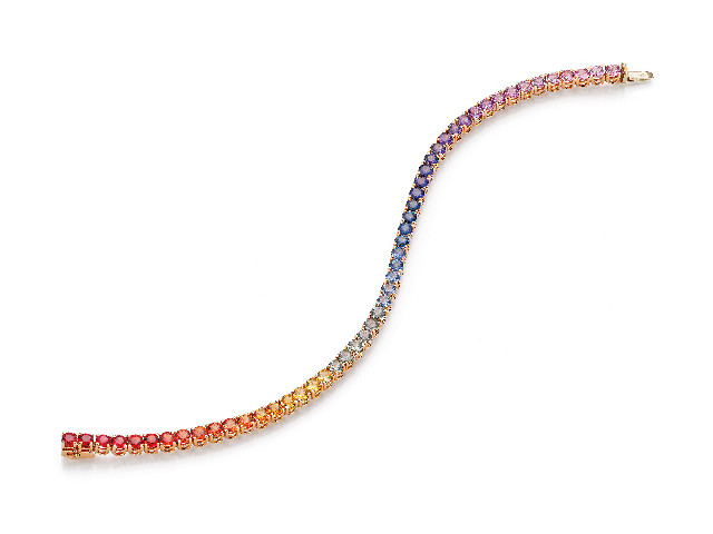 Rainbow Armband Rotgold mit farbigen Saphiren 9,40ct
