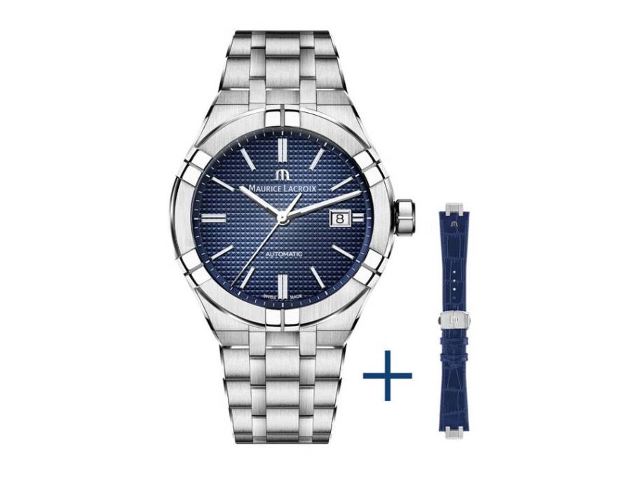 Aikon Automatik 39mm blau Metallband und Lederband - Set zum Aktionspreis