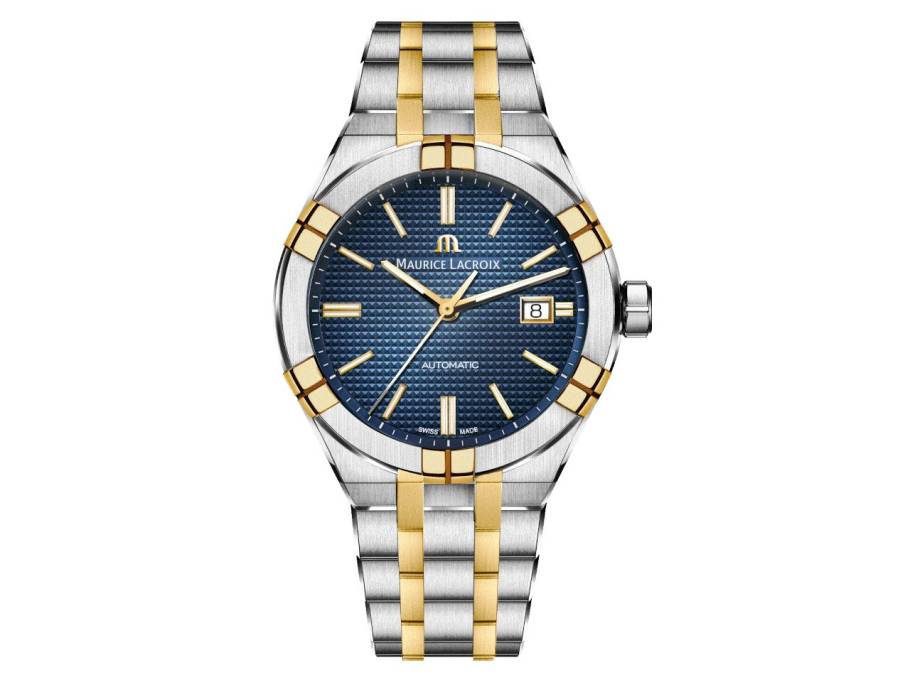 Aikon Automatik  42mm blau Metallband vergoldet