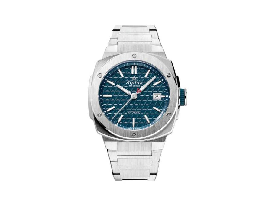 Alpiner Extreme Automatik Edelstahl 39mm blaues Zifferblatt Metallband 
