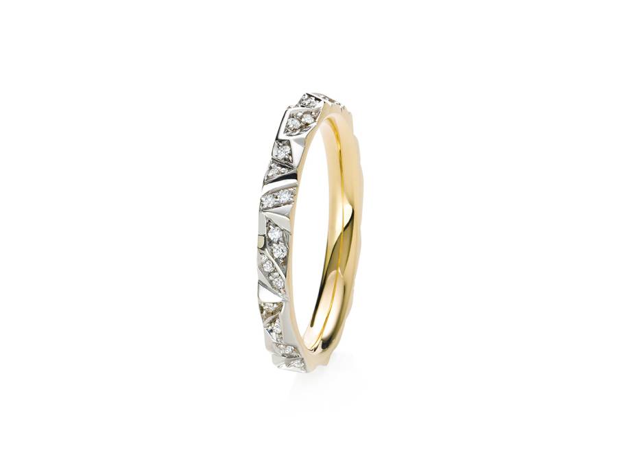 Alpenring Memoire-Ring Gelbgold 2,5mm gerundet mit Brillanten 0,170ct