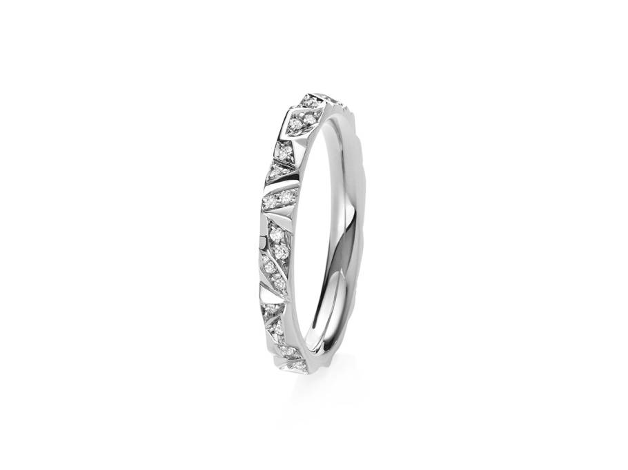 Alpenring Memoire-Ring Weißgold 2,5mm gerundet mit Brillanten 0,170ct