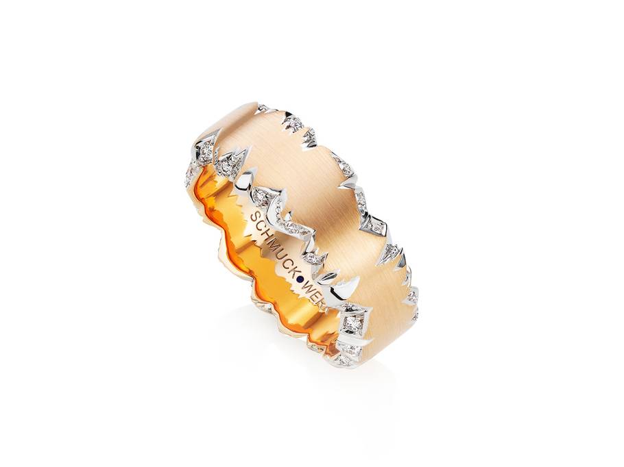 Alpenring Ring Rotgold 8,0mm eckig mit Brillanten 0,360ct