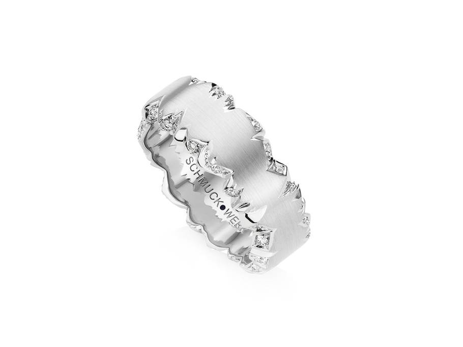 Alpenring Ring Weißgold 8,0mm eckig mit Brillanten 0,360ct