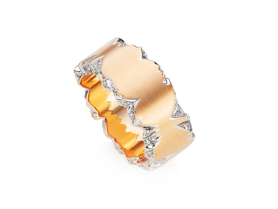 Alpenring Ring Rotgold 10mm eckig mit Brillanten 0,400ct