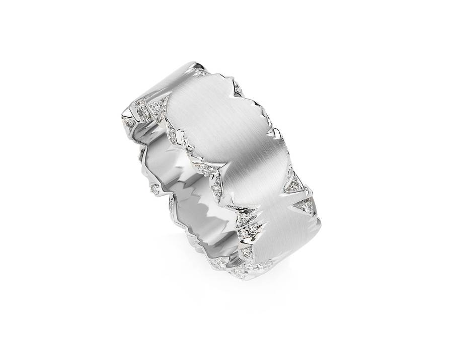 Alpenring Ring Weißgold 10mm eckig mit Brillanten 0,400ct