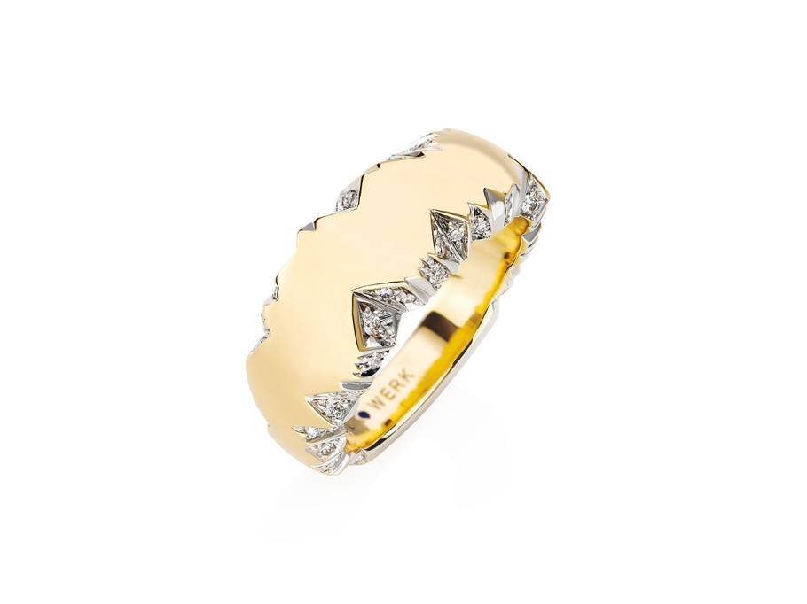 Alpenring Ring Kugel Gelbgold 10mm mit Brillanten 0,360ct