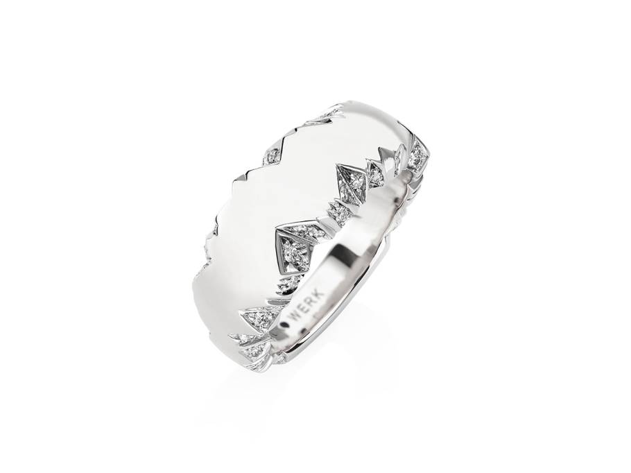 Alpenring Ring Kugel Weißgold 10mm mit Brillanten 0,360ct