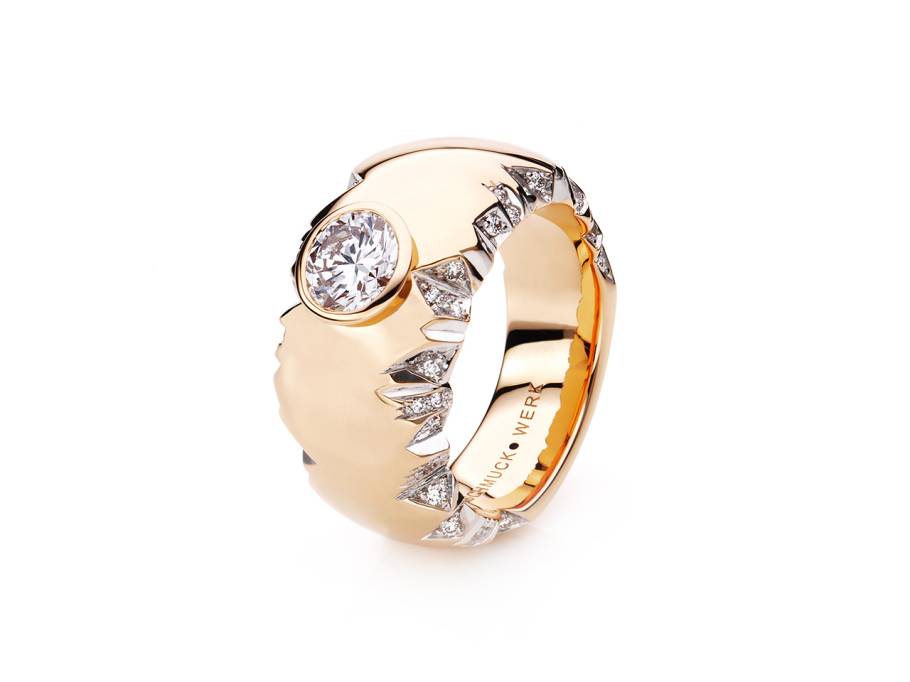 Alpenring Ring Kugel Rotgold 10mm mit Brillanten 0,760ct