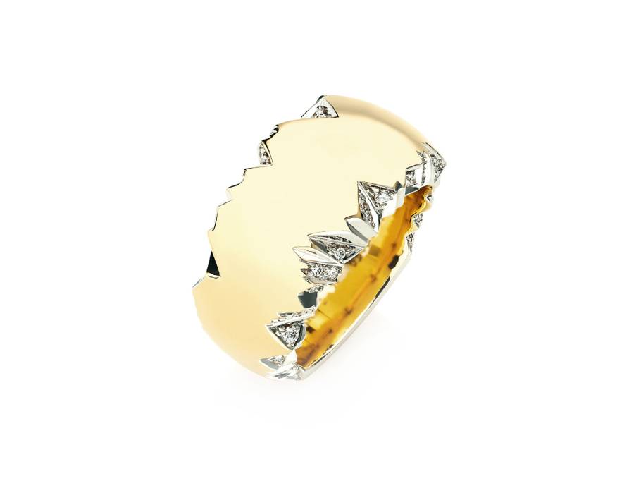 Alpenring Ring Kugel Gelbgold 13mm mit Brillanten 0,360ct