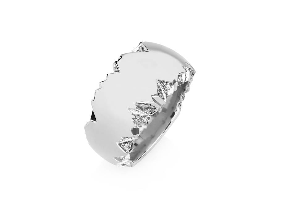 Alpenring Ring Kugel Weißgold 13mm mit Brillanten 0,360ct