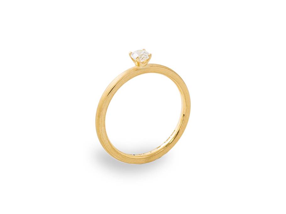 Alpenring Solitaire-Ring Gelbgold 1,5mm gerundet mit Brillant 0,100ct
