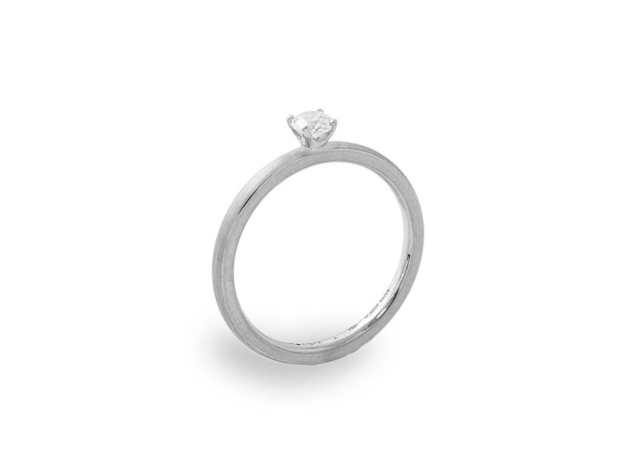 Alpenring Solitaire-Ring Weißgold 1,5mm gerundet mit Brillant 0,100ct