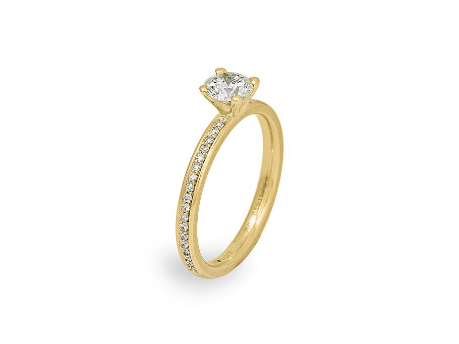 Alpenring Solitaire-Ring Gelbgold 2,0mm gerundet mit Brillanten 0,380ct