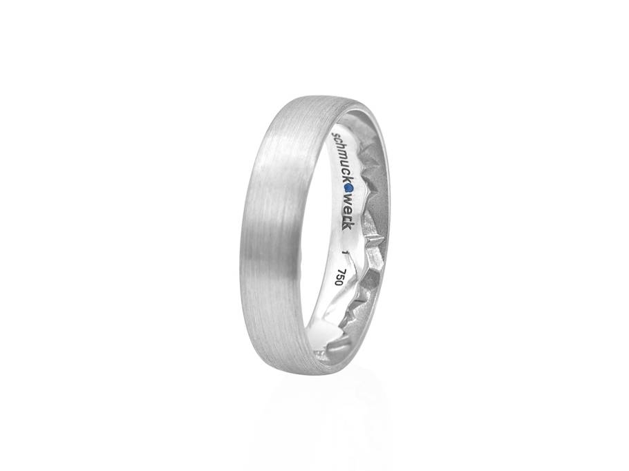 Alpenring Ring Weißgold  5,0mm gerundet schmal