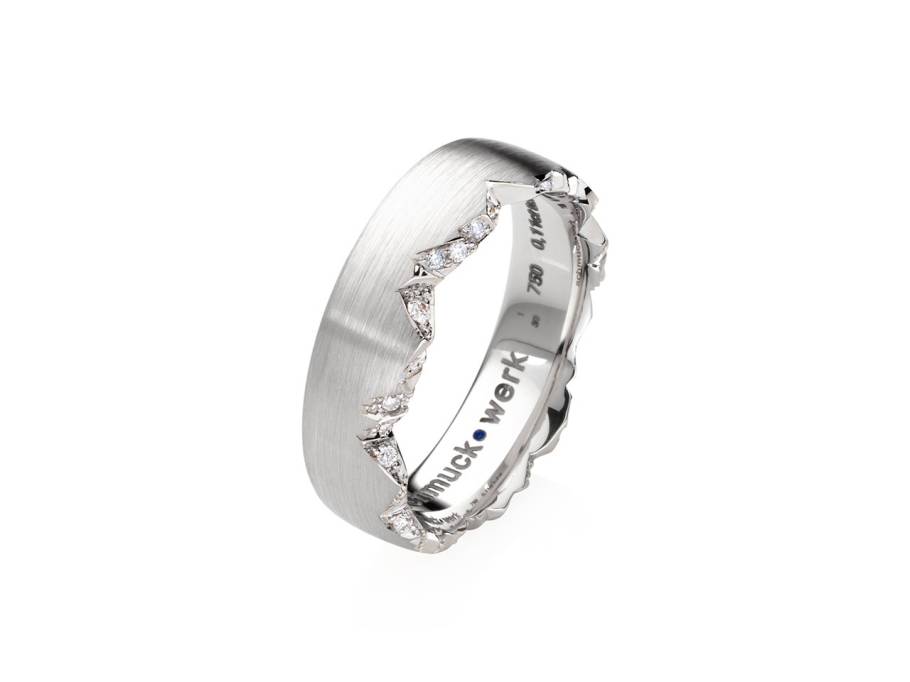 Alpenring Ring Platin 6,0mm gerundet schmal mit Brillanten 0,100ct